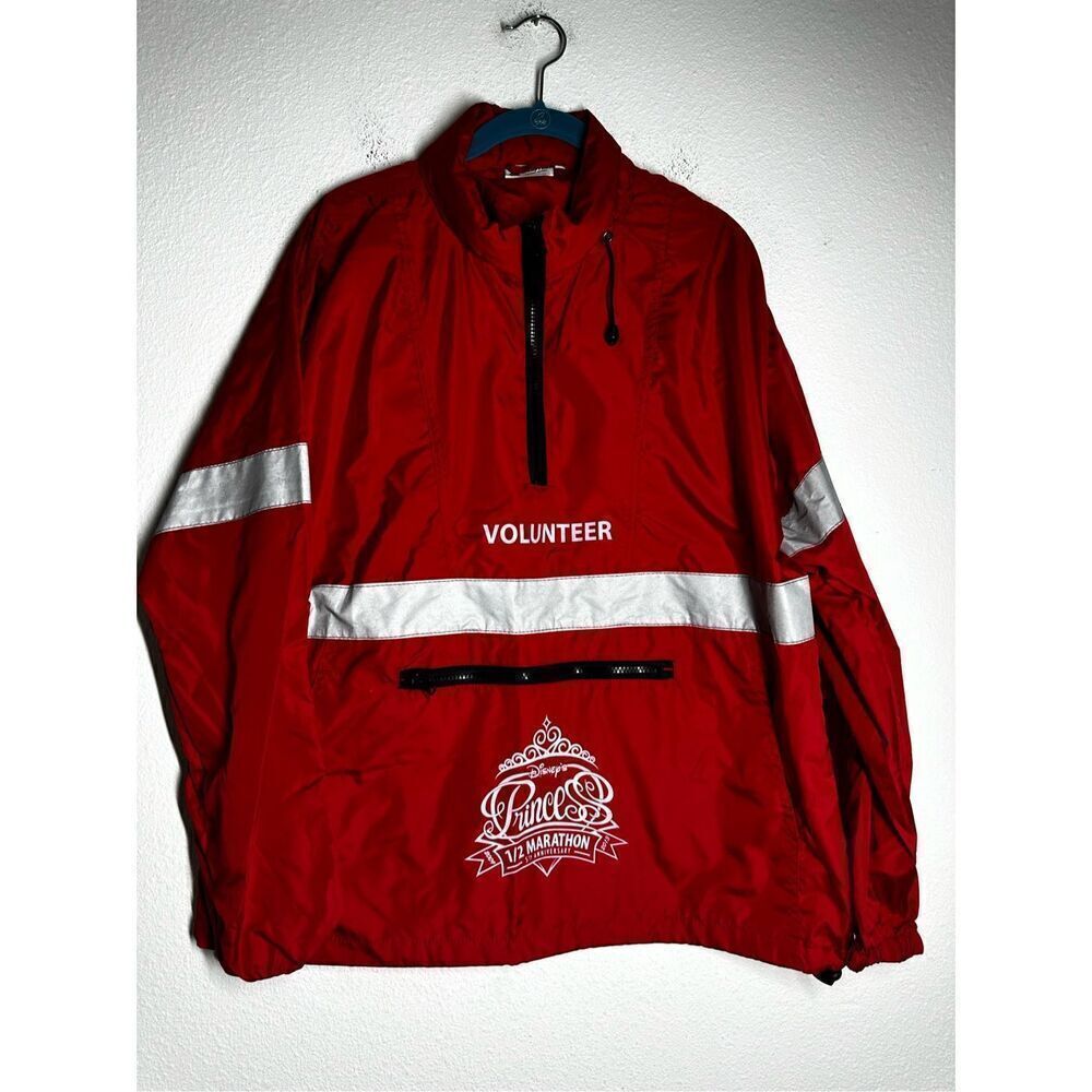 Disney Half Marathon Volunteer Wind Breaker Jacket Sz M Disney Parks 2013 Red